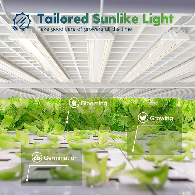 FREELICHT 4 Pack 4ft LED Grow Light with Timer, 60W (350W Equivalent), Sunlike Full Spectrum