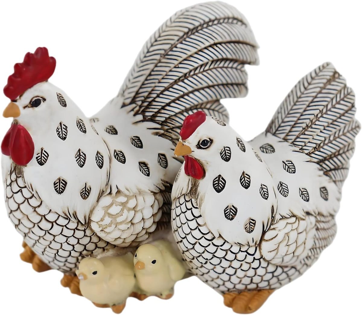 Chicken Family Decorative Sculpture, Indoor/Outdoor Outdoor Garden Statue,Rooster, Hen, Chick