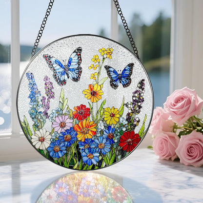 Stained Glass Window Hanging, 8 Inch Stained Glass Suncatcher Ornament, Suncatchers for Windows