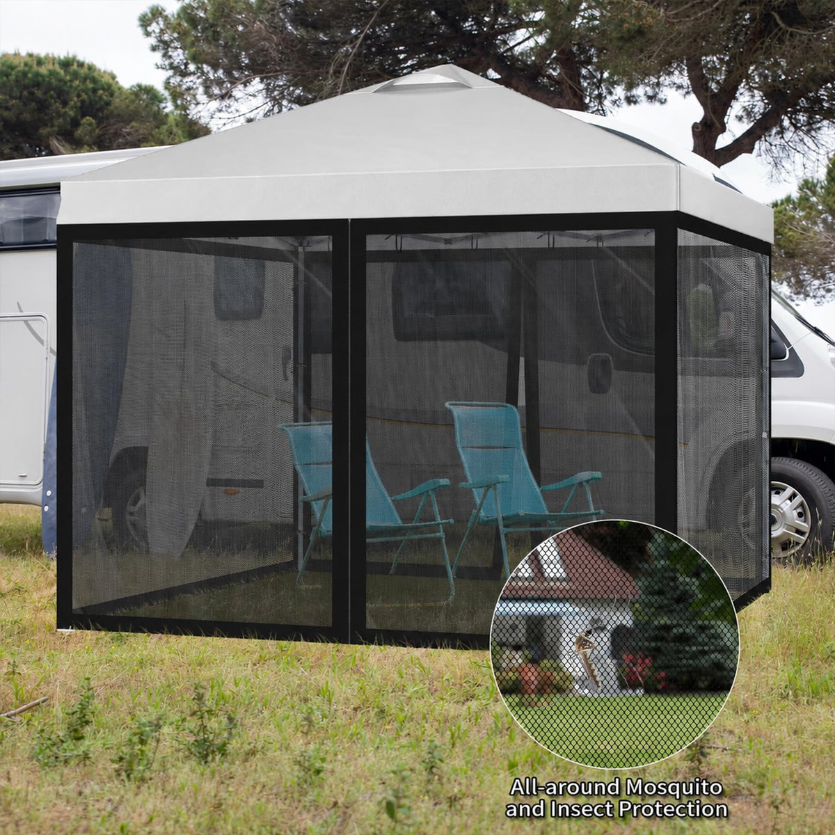 10x10 ft Mosquito Netting for Pop Up Canopy, Universal Bug Screen Tent Enclosure, Outdoor Canopy