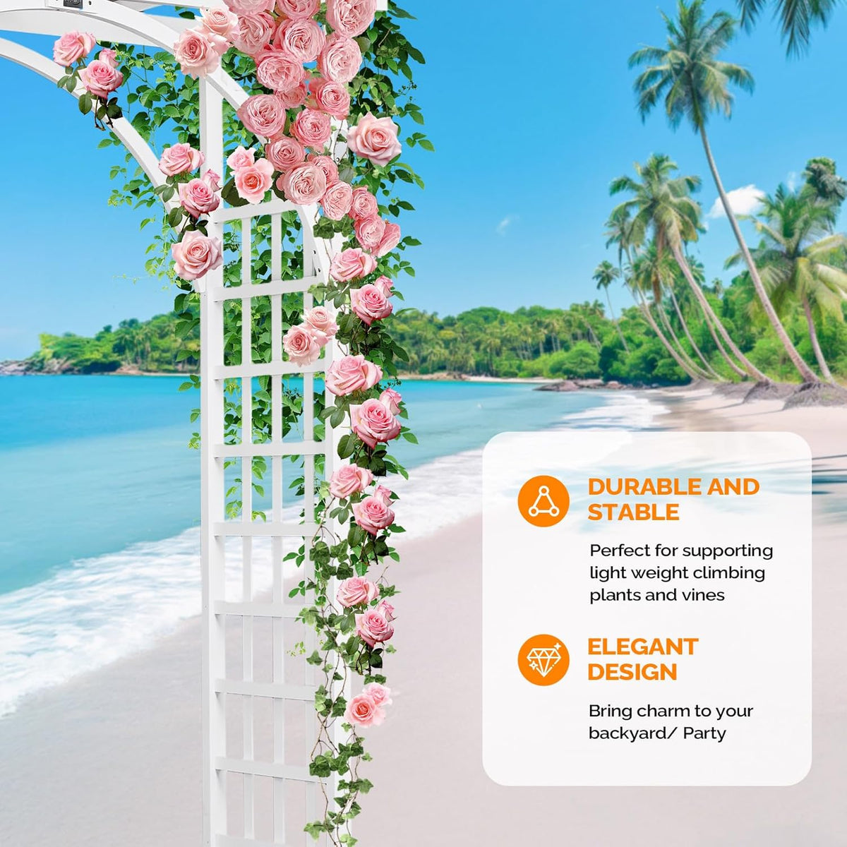 VINGLI 85in Wooden Arbor, Wedding Arch for Ceremony, Wood Trellis for Plant Climbing, Christmas