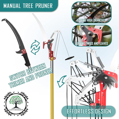 Pole Saws for Tree Trimming, 7.3-27 ft Extendable Tree Trimmers Long Handle Pruner, Sharp Steel