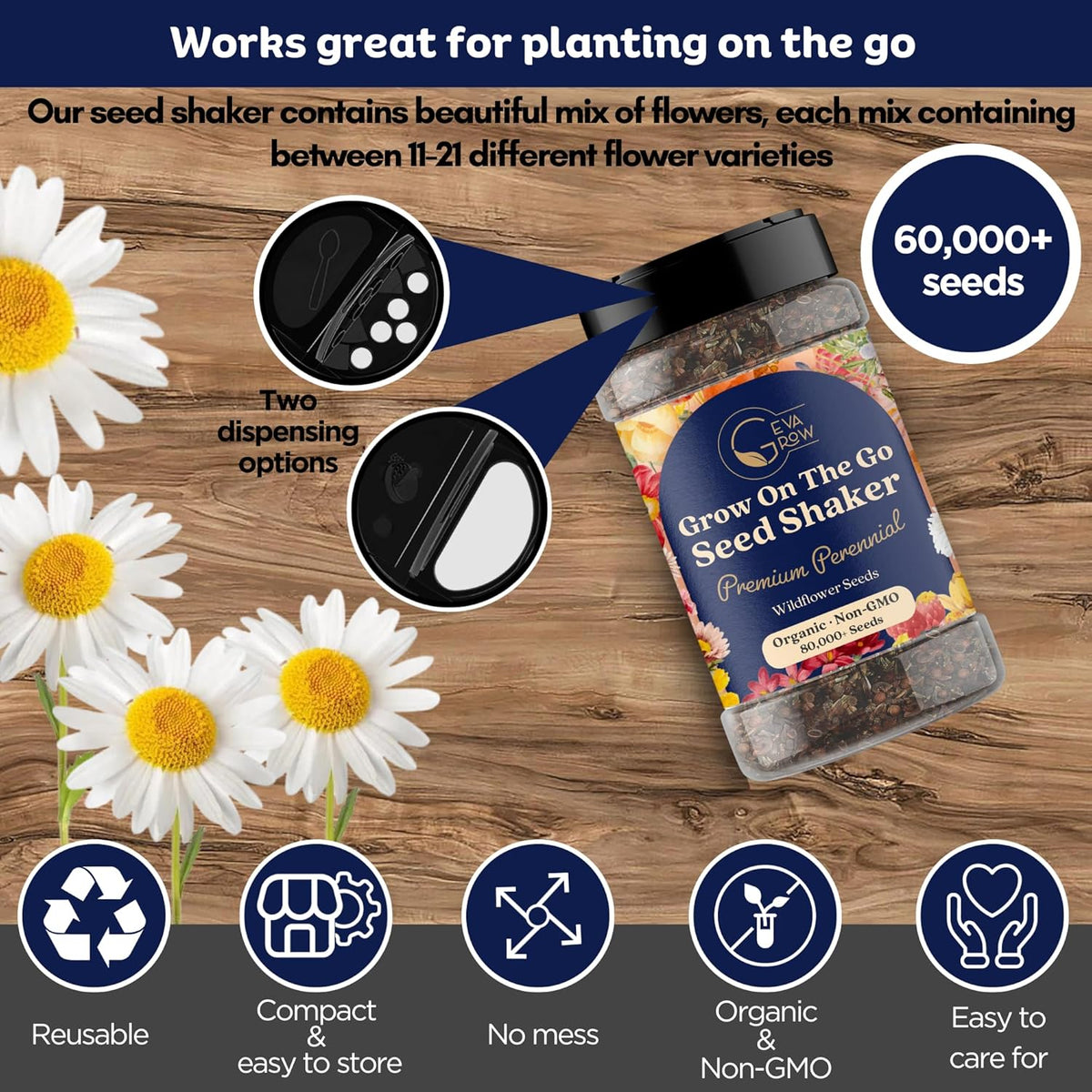 Wildflower Seed s – Perennial Flower Seeds Mix to Plant Anywhere, by Geva Grow | 12-Type Beautiful