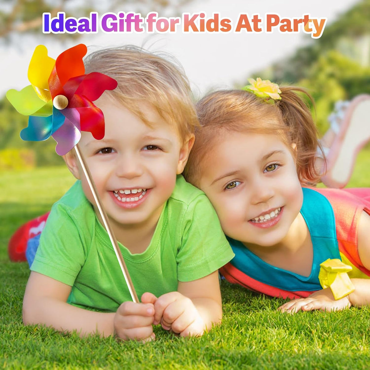 IilLittle 10 Pack Rainbow Pinwheel, No Assembly Required, Pinwheels for Kids, Pinwheels for Yard
