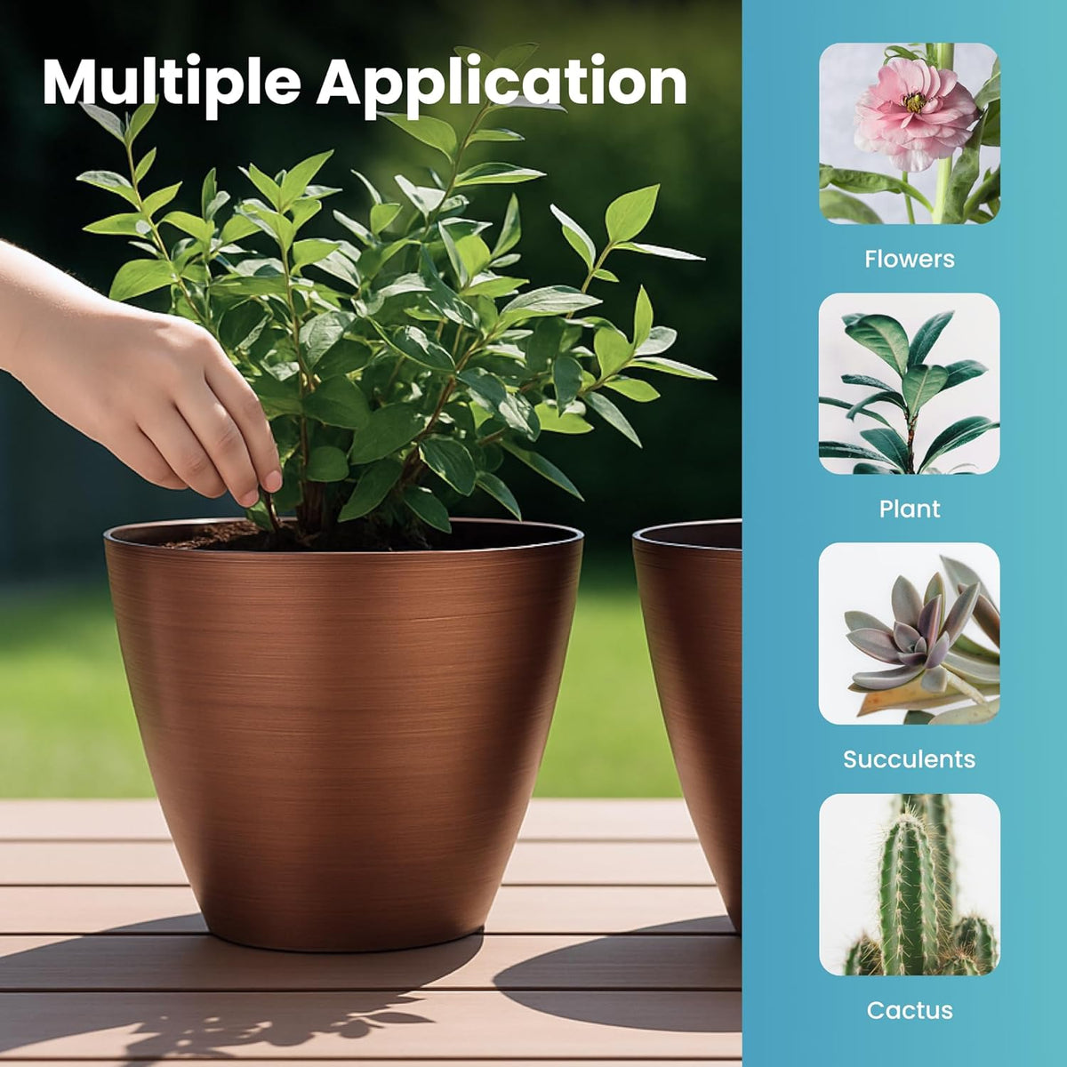 2 Pack Plastic Plant Pots with Drainage Holes, 8 inch Planter for Indoor Outdoor Plant, Garden