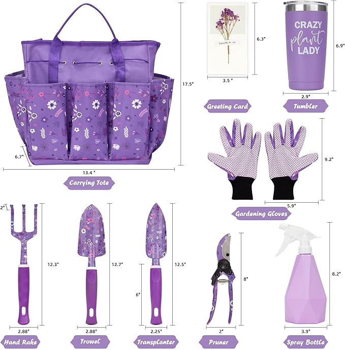 Gardening Gifts for Women, Garden Tool Set, Heavy Duty Gardening Hand Tools with Garden Tool Bag