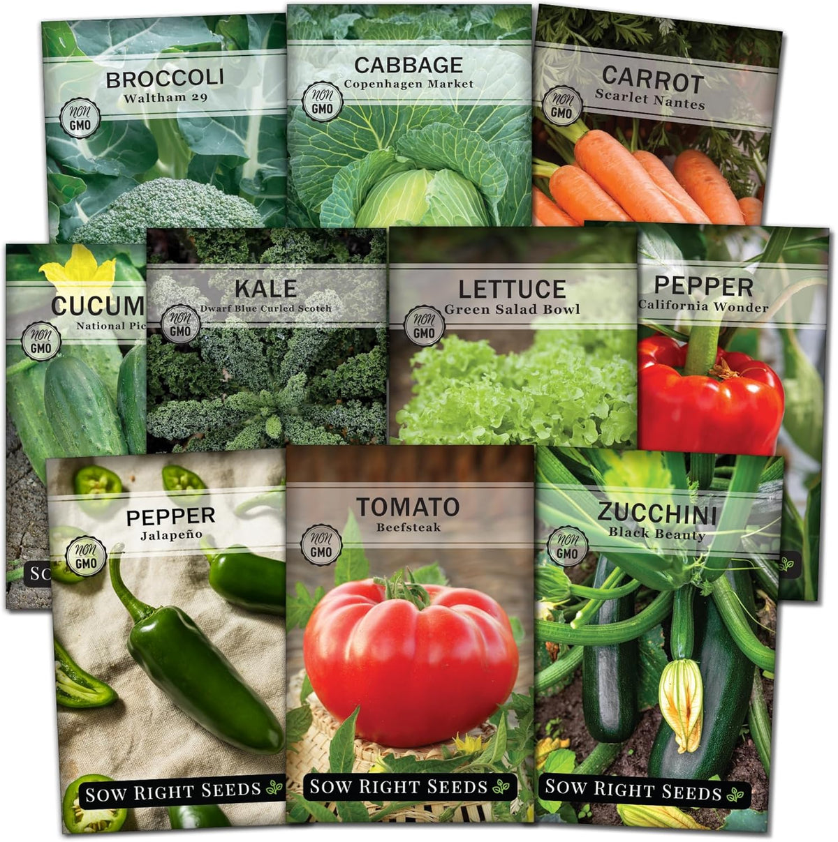 Sow Right Seeds - Classic Vegetable Garden Seed Collection for Planting - Non-GMO Heirloom
