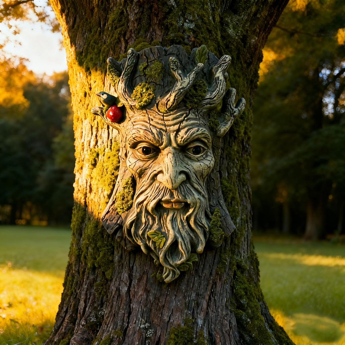 Blue Eye Mushroom Tree Face Sculpture, Funny Blue Eye Mushroom Old Man Tree Hugger Statue, Indoor &
