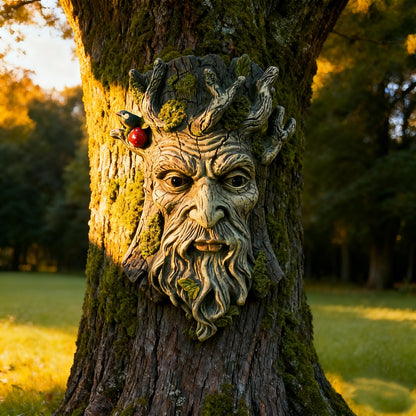 Blue Eye Mushroom Tree Face Sculpture, Funny Blue Eye Mushroom Old Man Tree Hugger Statue, Indoor &