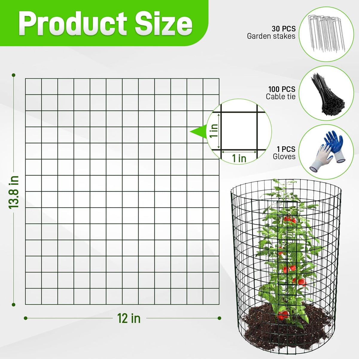 8 Pack Plant Protectors from Animals, 13.8"x 12" Wire Plant Protector, Wire Cages for Plants with