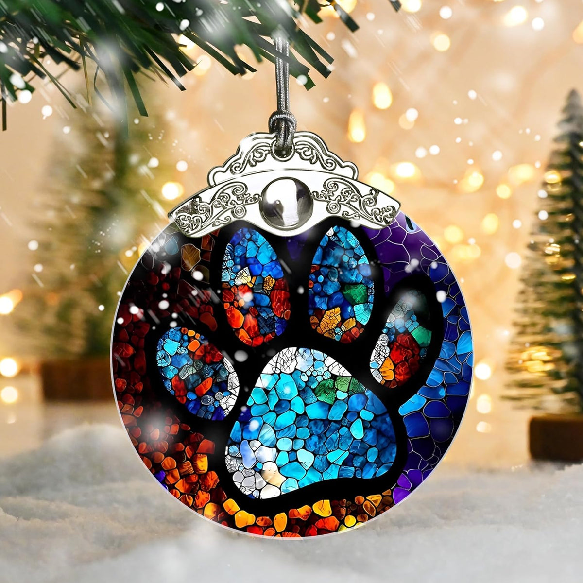 Stained Glass Christmas Ornaments, Jocidea Pet Ornaments for Christmas Tree, Christmas Tree Decor