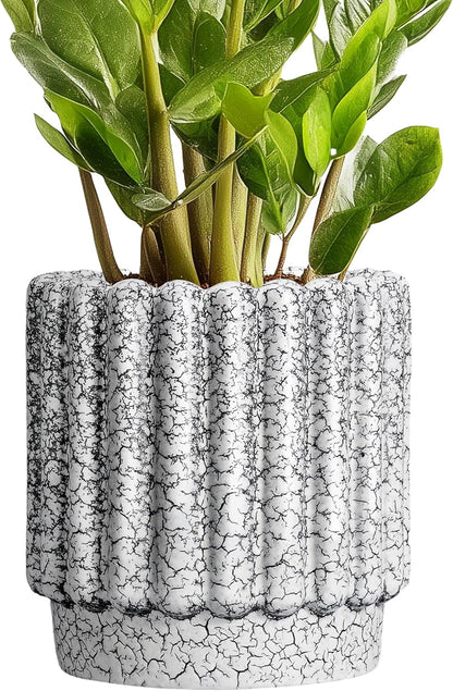 Ceramic Pots for Plants - 7.6 Inch Ceramic Planter with Drainage Hole, Round Flower Pots for Indoor
