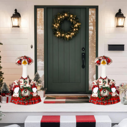 Suzile Christmas Wreath Outfit Clothes for 23 Inch High Cement or Plastic Geese Ghost Lawn Porch