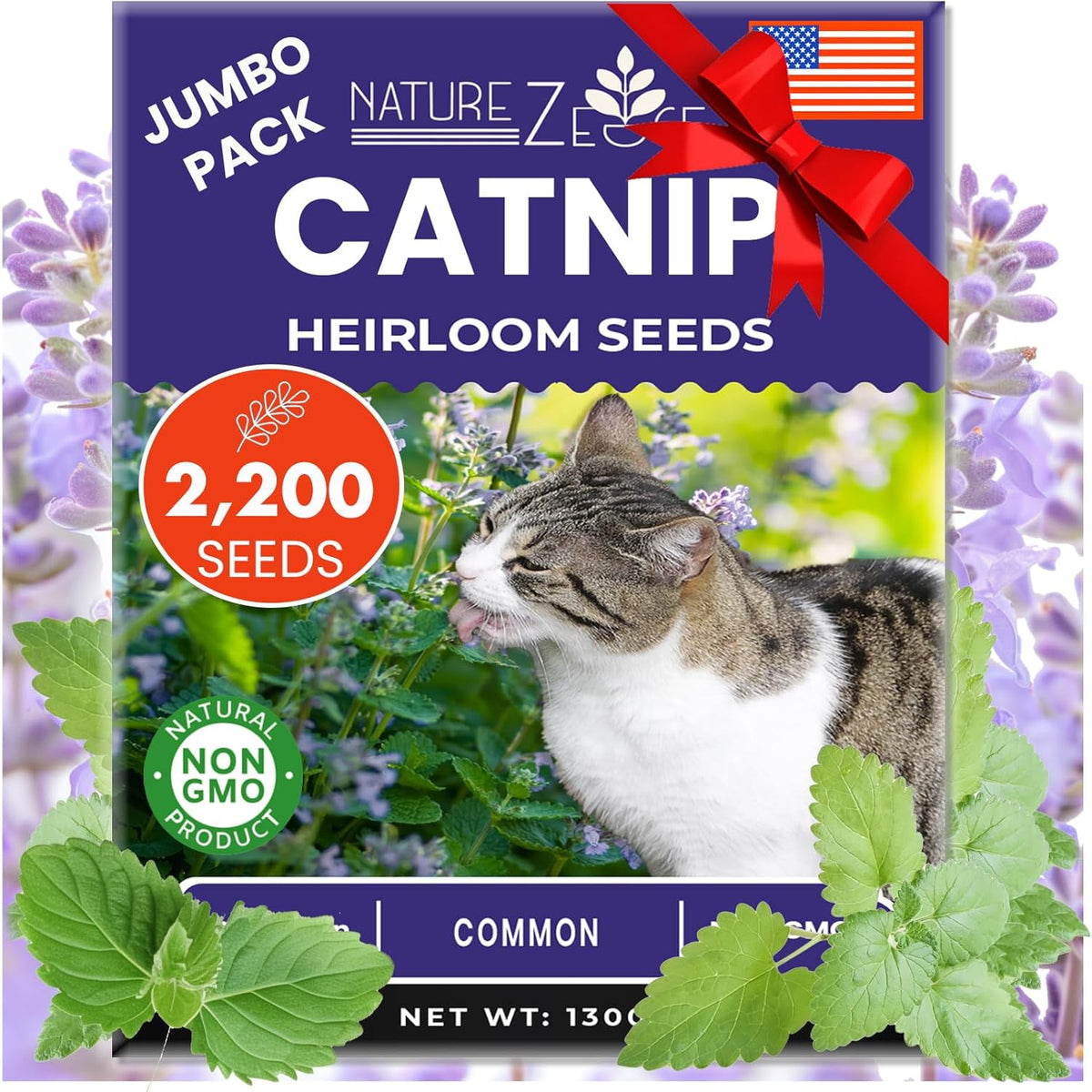 NatureZ Edge Catnip Seeds for Planting, 2200+ Herb Seeds, Indoor or Outdoor Growing, Cat Nip Seeds