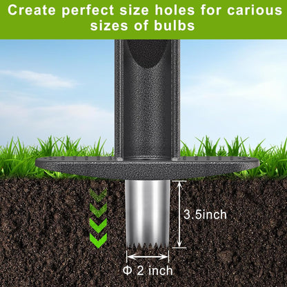 Bulb Planter Tool Long Handle with Stainless Steel Sharp Serrations, Sod Plugger for Lawn & Garden