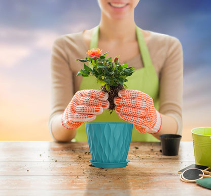 5 Inch Planter Pots, 6 Pack Indoor Planters, Small Flower Pots with Drainage Holes and Tray for
