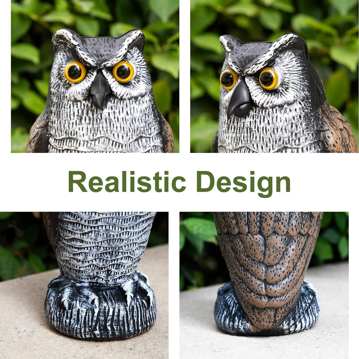 OFFO Bird Scare Devices Plastic Owl Scarecrow for Halloween Decorations Outdoor Garden, Yard, Pool