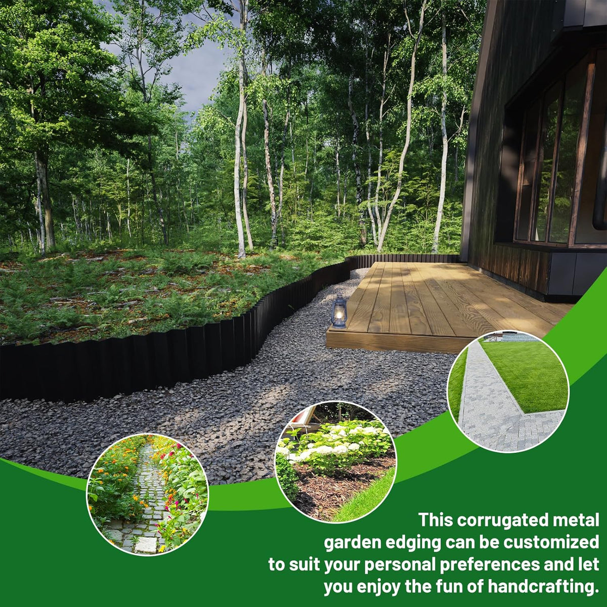 SnugNiture Corrugated Metal Garden Edging,10" x 20' Sturdy Lawn Edging Border,Landscape Edging
