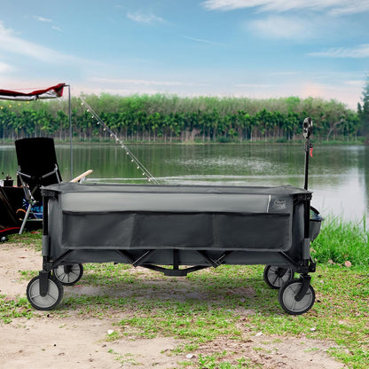 Timber Ridge 51.2'' Extended Collapsible Wagon Cart, 500LBS Heavy Duty Foldable Utility Wagon with