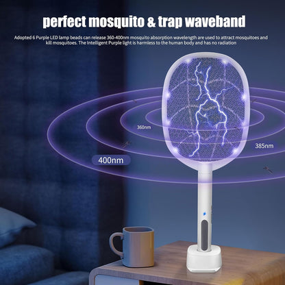 Lulu Home 2-in-1 Electric Bug Zapper Racket, 3000V High Voltage LED Lighted Handheld Mosquito