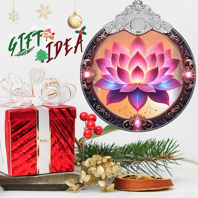 Christmas Ornament - Stained Glass Lotus - Home Decor - Holiday Present Ideas - Gift Exchange