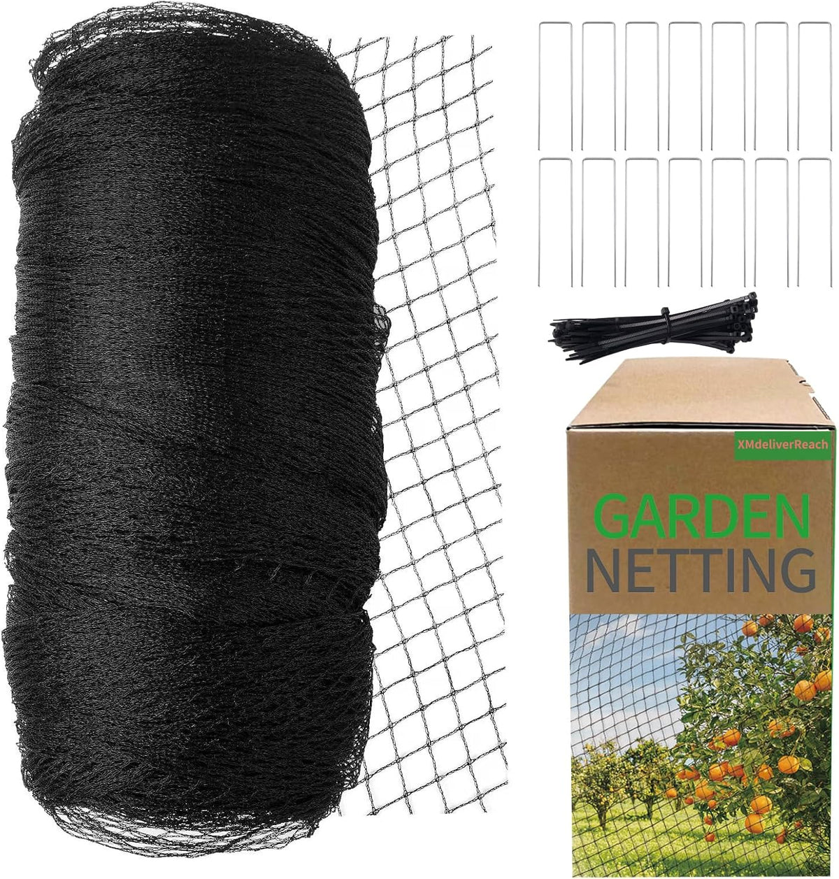Garden Netting, 15ft x 30ft Black Bird Netting Heavy Duty,Rabbit,Large Bees,Squirrels