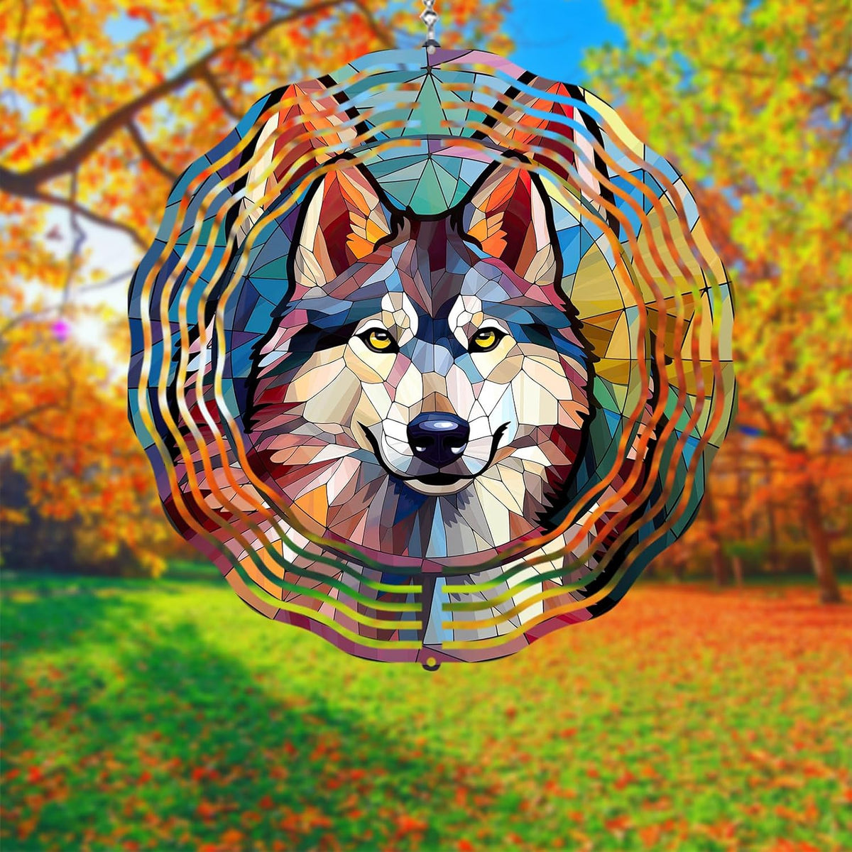 Husky Wind Spinner Pet Dog Memorial Gifts 3D Aluminum Metal Kinetic Hanging Wind Sculpture Spinners