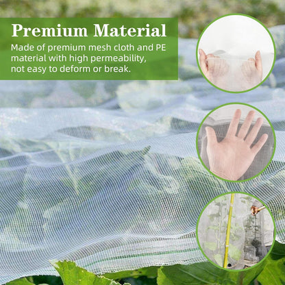 10 x 65FT Garden Mesh Netting, Ultra Fine Mesh Protection Netting Plant Covers Greenhouse Row Cover