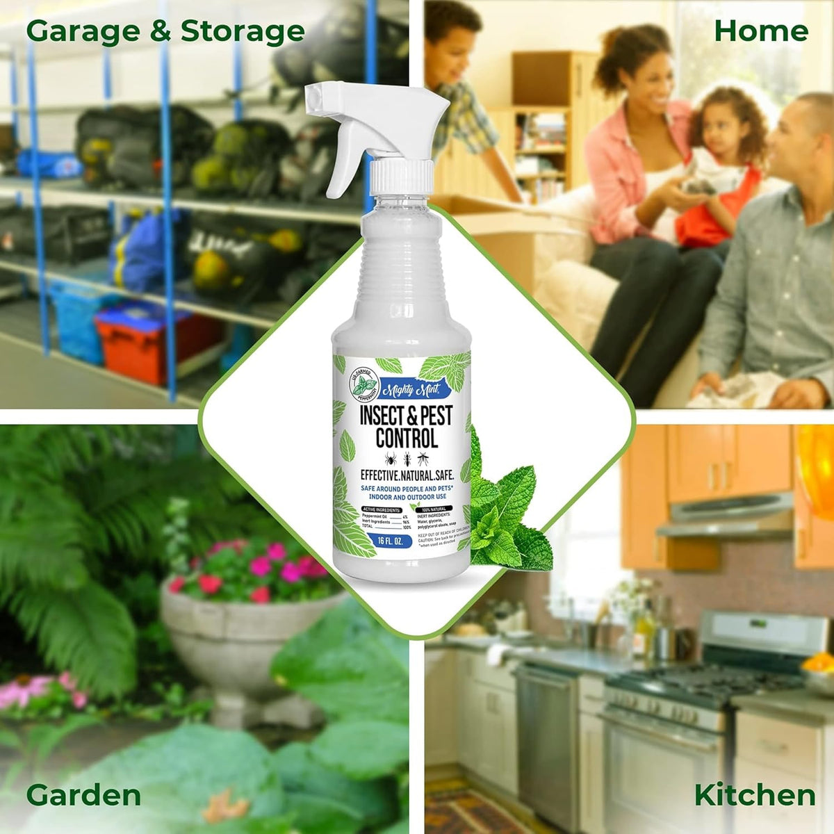 Mighty Mint Peppermint Oil Insect Repellent Spray – Natural Indoor & Outdoor Bug Control for