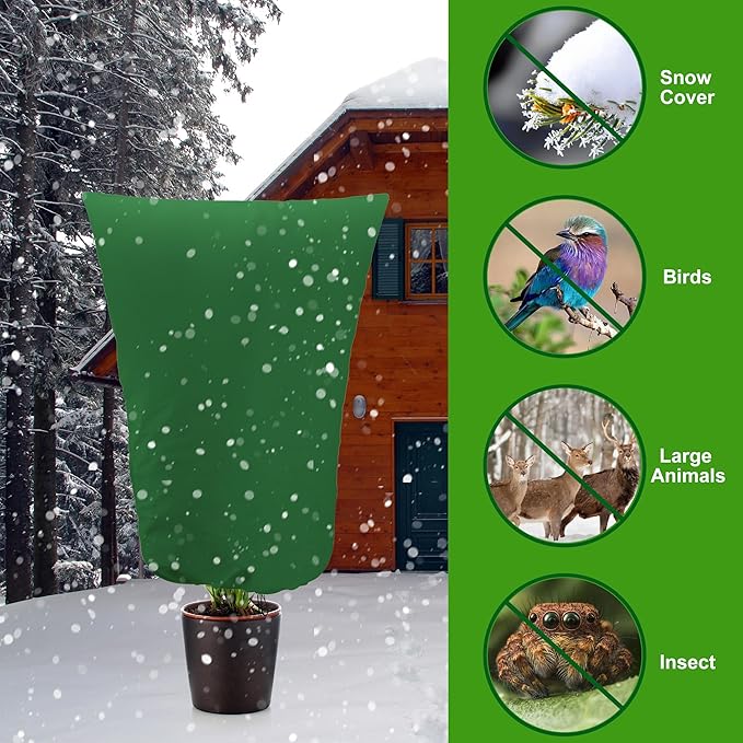 Alpurple 2 Packs Winter Drawstring Plant Covers- 39 x 63 Inch Warm Plant Protection Cover Bags