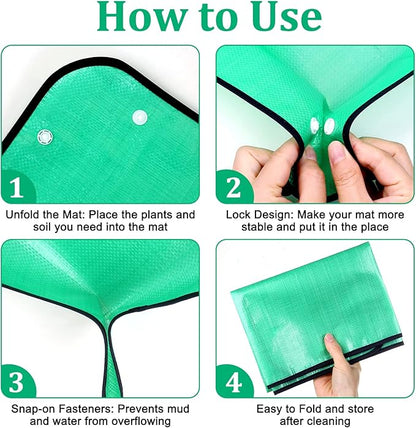 Plant Repotting Mat for Garden, 2 Pcs Waterproof Foldable Indoor Plant Mat Portable Square