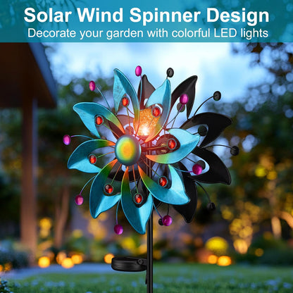 Solar Wind Spinners Outdoor - 58.8 inch Large Metal Kinetic Art Wind Sculptures Solar-Powered