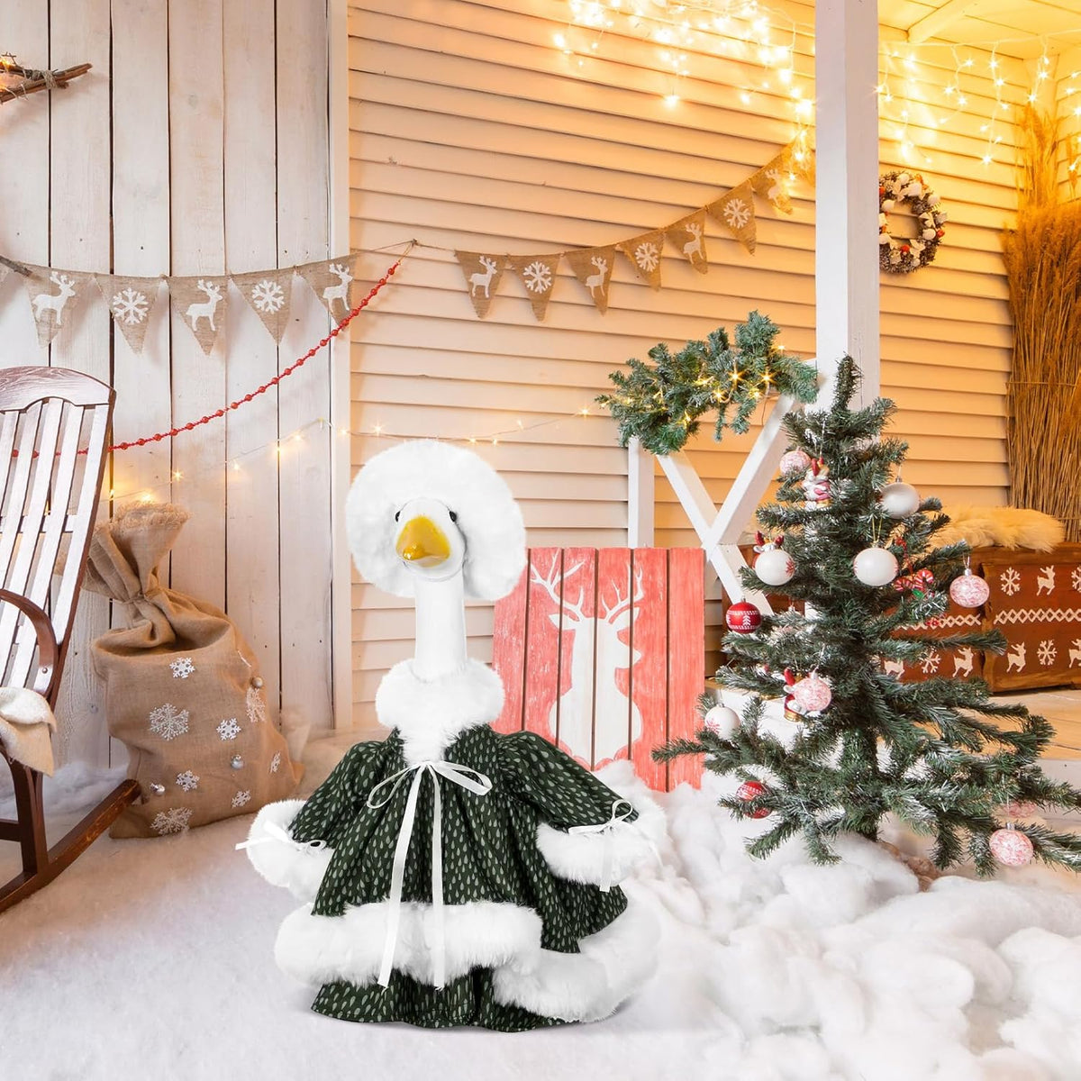 Suzile Winter Christmas Goose Outfit Dresses Clothes for 23" High Cement or Plastic Porch Goose