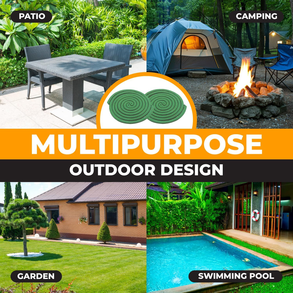 Mosquito Repellent Coils - Outdoor Use Reaches Up to 10 feet - Each Coil Burns for 5-7 Hours (Four