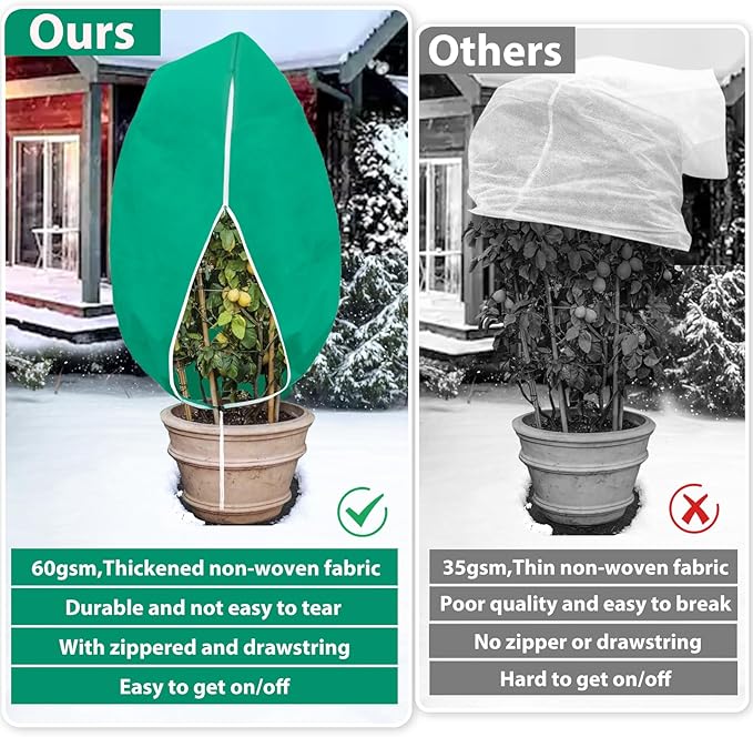 4 Pack Plant Covers Freeze Protection for Winter, 2.2oz/yd² Frost Blankets Cloths With