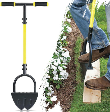 Jardineer Edger Lawn Tool Long Handle, Upgraded Manual Grass Edger with Double V-Shaped Serrated