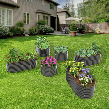 A ANLEOLIFE 6-Pack 6X3X2ft & 3x3x2ft Deep Root Galvanized Raised Garden Beds Outdoor for Planting