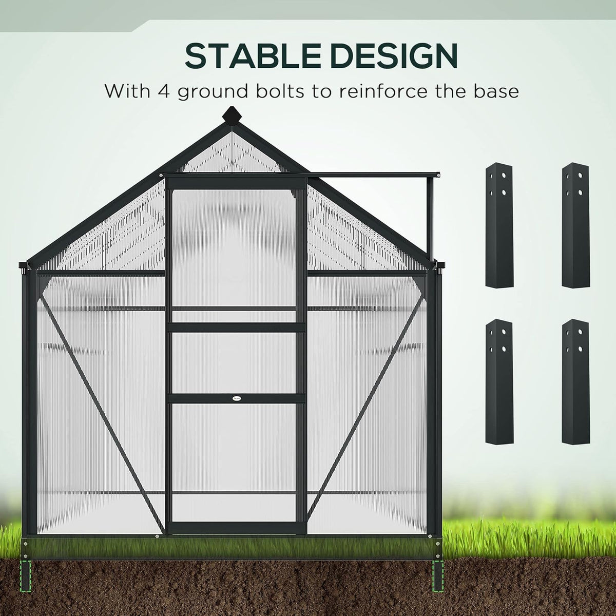 Outsunny 6' x 10' Greenhouse for Outdoors, Polycarbonate Greenhouse with Rain Gutter and Roof Vent