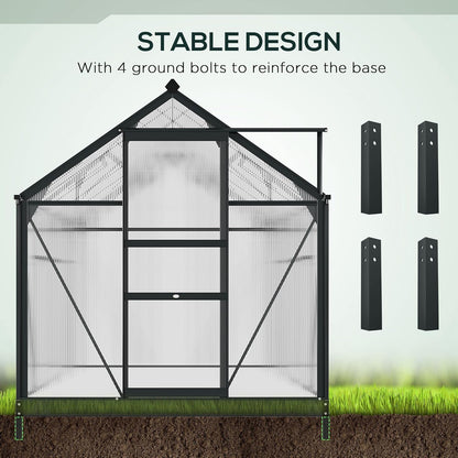 Outsunny 6' x 10' Greenhouse for Outdoors, Polycarbonate Greenhouse with Rain Gutter and Roof Vent