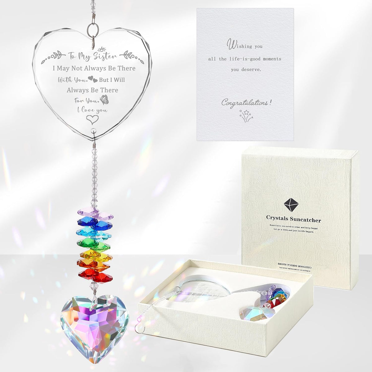 Sister Gifts, Crystal Suncatcher Gifts for Sister Birthday, Sisters Gifts from Sister, Unique Gifts