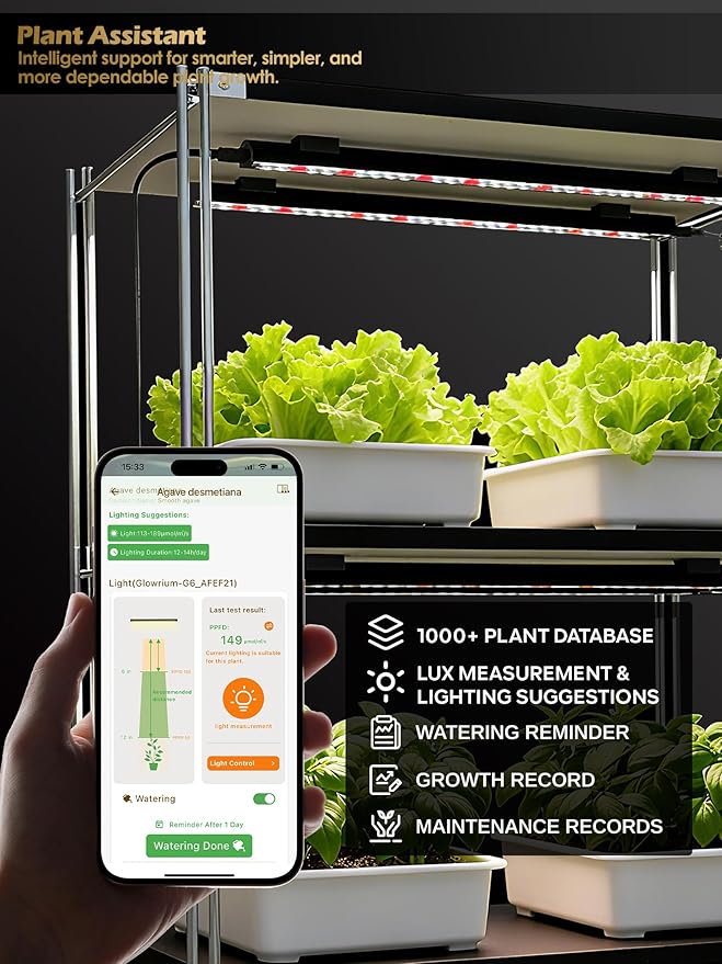 Smart Grow Light for Indoor Plants,3500K Full Spectrum LED Plant Light Strips with 3/9/12H Auto