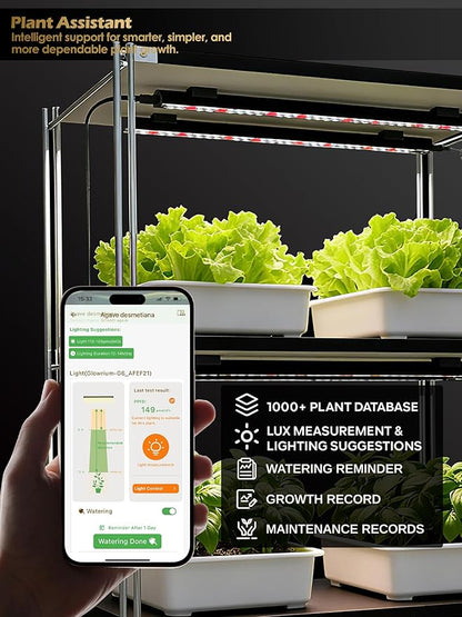 Smart Grow Light for Indoor Plants,3500K Full Spectrum LED Plant Light Strips with 3/9/12H Auto