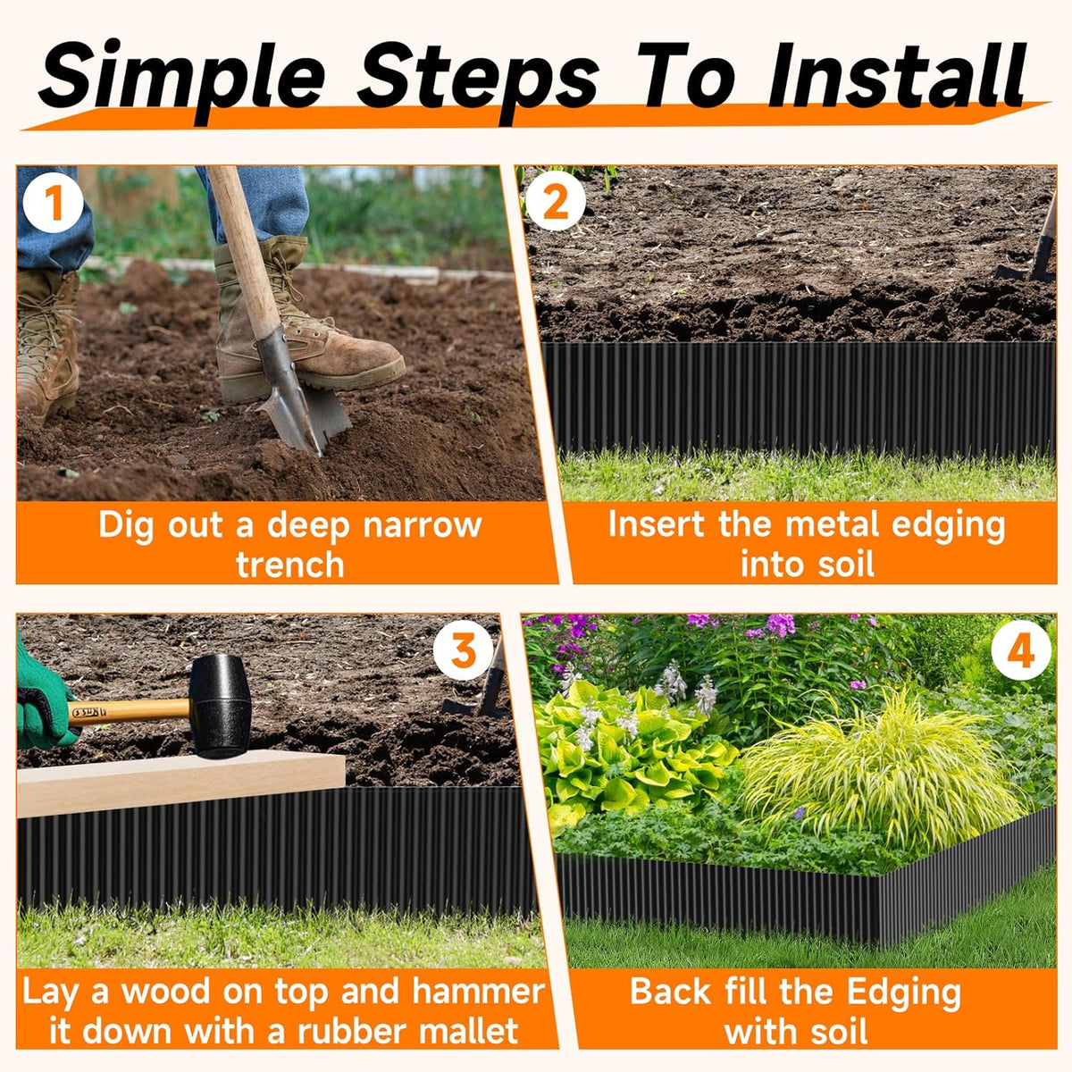 Corrugated Garden Edging,6"×40Ft Galvanized Steel Landscape Edging & Lawn Edging Border,Metal