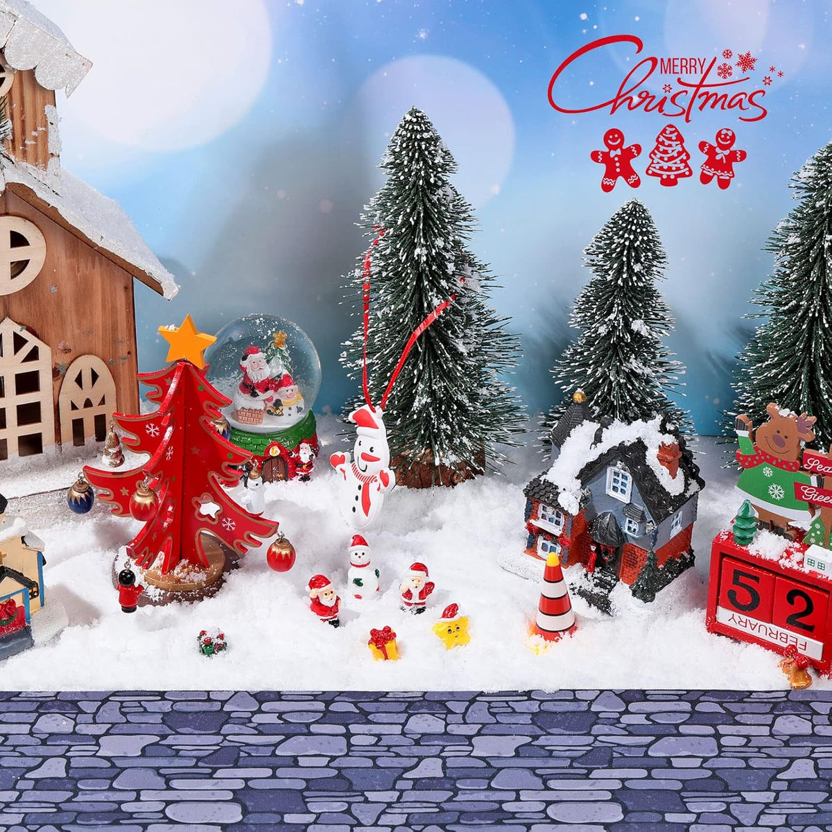 Marspark Christmas Village Accessories 5 x 50 Inch Christmas Miniature Road Village Street Mat Xmas