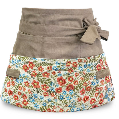 MILCIL Gardening Apron Women, Half Floral Serve Garden Apron with 8 Pockets