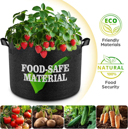 5 Pack 5 Gallon Grow Bags, Thickened Nonwoven Fabric Planter Pots with Handles, Heavy Duty 300G