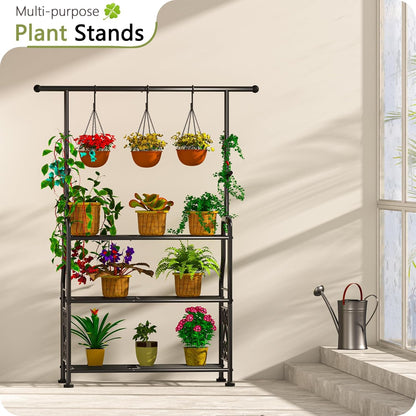 GIOTORENT Plant Stand Indoor, 3-Tier Heavy Duty Metal Shelf for Patio & Indoor, Tall Plant Holds