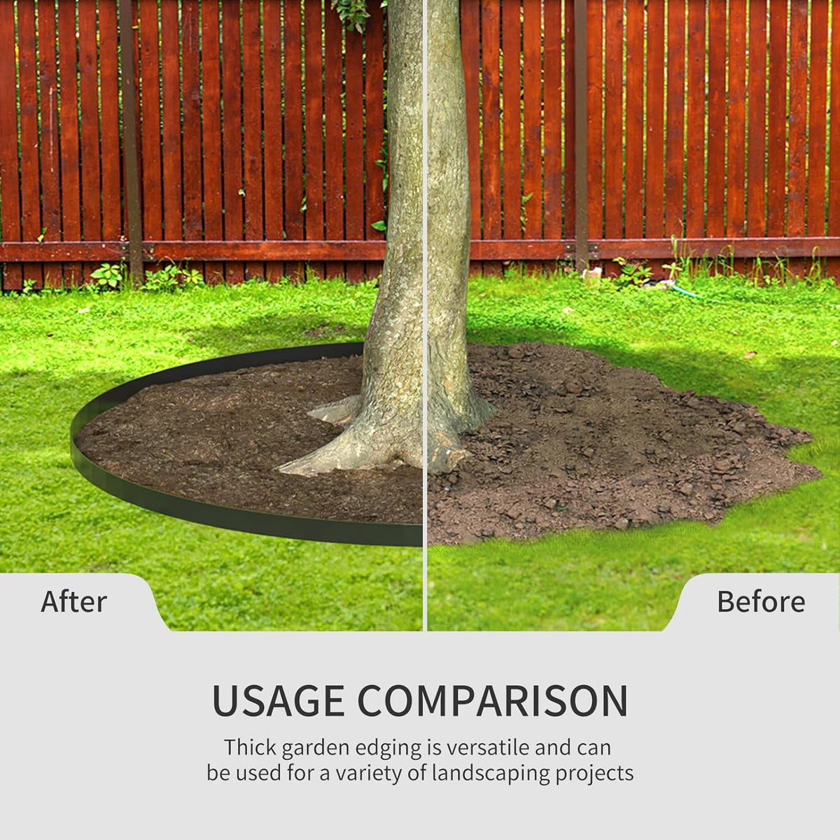 102FT Landscape Edging 4 in Tall with 110 Spikes, Garden Edging Border and 1 Hammer, Plastic