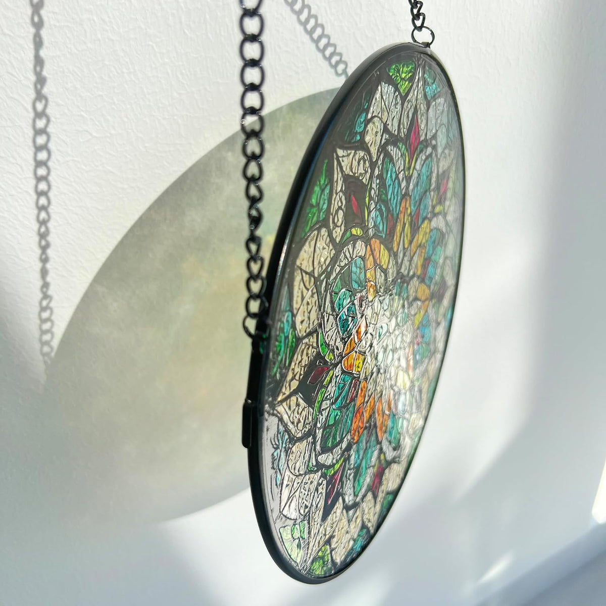 Bohemian Mandala Stained Glass Window Hanging Sun Catcher Indoor Outdoor Home Garden Panel Hangings