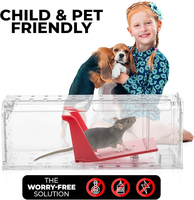 Humane Mouse Trap Pack of 4 - No Kill - Live Mouse Traps Indoor for Home Use - Reusable Rodent
